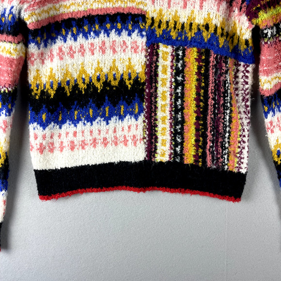Free People Best Day Ever Sweater Womens Medium Knit Colorful Alpaca Boho - Picture 4 of 15